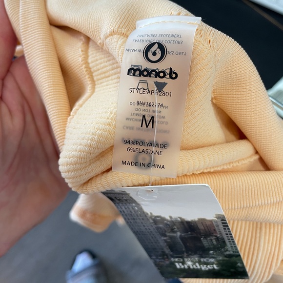 Mono B Peach Ribbed Seamless Workout Set Sports Bra & Leggings Athleisure NWT M - Picture 14 of 15